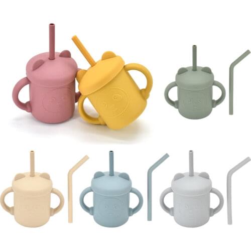 Baby Silicone Sippy Cups BPA-Free Portable Storage Snack Container Feeding Cup For Children Baby Leakproof Learning Drink Cup