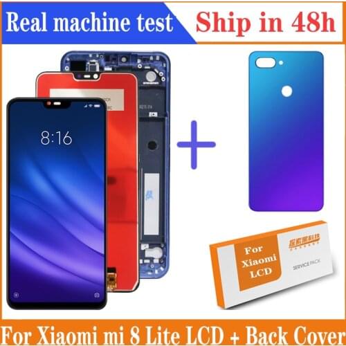 Display For Xiaomi Mi 8 Lite mi8 lite Global LCD Touch Screen Digitizer Assembly Repair Parts with back cover