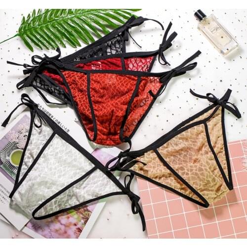 Grid Breathable Lace Strap Sexy Mens Briefs Mens Underwear Transparent Mens Lingerie