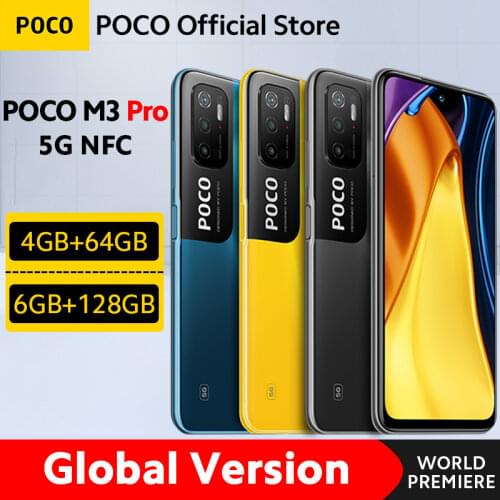 [World Premiere] Global Version POCO M3 Pro 5G NFC Dimensity 700 Smartphone 90Hz 6.5" FHD+ DotDisplay 5000mAh 48MP Triple Camera