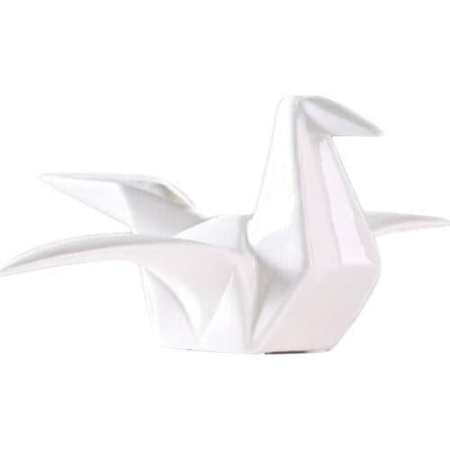 Ceramic Porcelain Crane Bird Figurine Home Living Room Tabletop Decoration