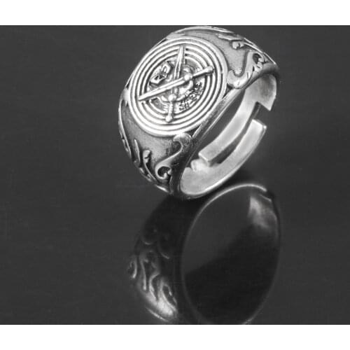 Satan Demon Devil Goat Men Ring Vintage Double Sword Adjustable Rings Jewelry Gift