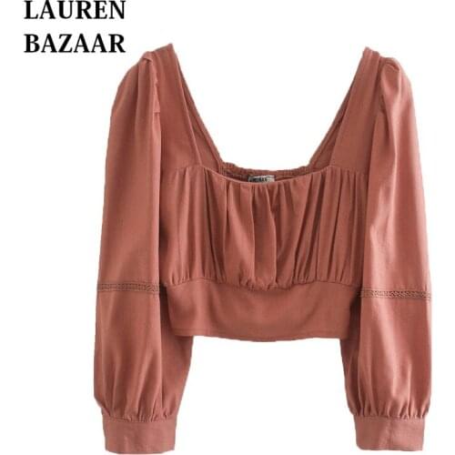 Женские льняные рубашки LAUREN BAZAAR China At AliExpress