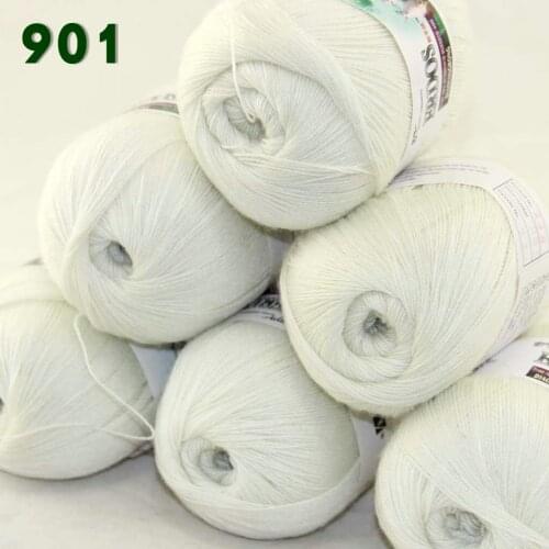 Lot of 6 Skeins Fine Lace Soft Wool Acrylic Cashmere Yarn Knittin Bramble Berry White 238-901-6
