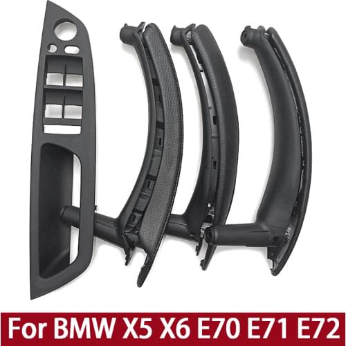 LHD RHD Upgraded Interior Door Handle with Leather Cover Assembly Full Set For BMW X5 X6 E70 E71 E72 2007-2013
