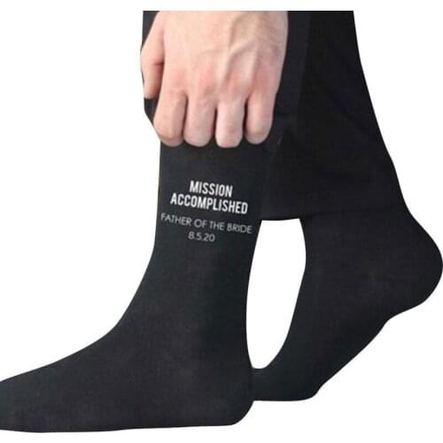 Trendy Wedding Men Groom Best Man Groomsmen Letter Socks Fashion Combed Cotton Dressing Socks Wedding Party Socks