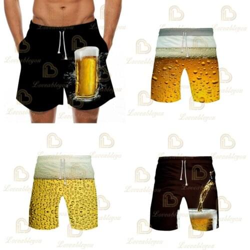 Beer Shorts 3d Print Mens Beach Shorts Casual Shorts Boardshorts Summer Swimming Shorts/trunks Obesity Shorts Streetwear
