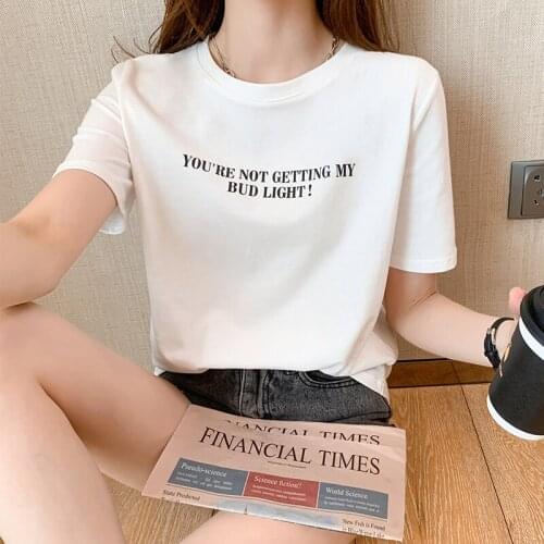 The New letterTee Shirt Solid Color Basic T Shirt Women Casual O-neck Harajuku Summer Top Korean Hipster Tshirt woman tshirts