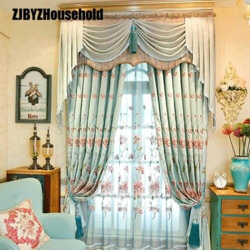 New Curtains For Dining Living Bedroom Room high-class european-style chenille embroidery shading fabric Valance