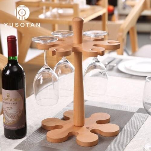 YUSOTAN inverted wine glass holder natural solid wood 26*26*37CM easy to install available for wind and wind glass storage rack