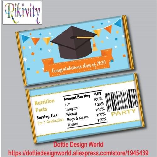 Custom 2020 Graduation Party Hershey Chocolate Candy Bar Wrapper Sticker Wine Water Bottle Label Baby Shower Wedding Decoration