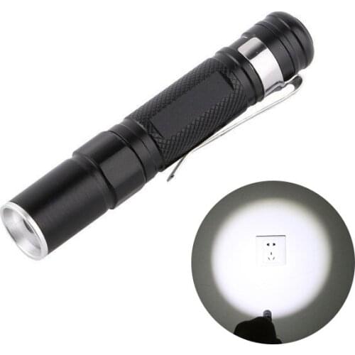 Portable Flashlight with Clip Battery Type Water-Proof Zoomable Durable Portable Light for Hiking Camping Emergency Flashlight