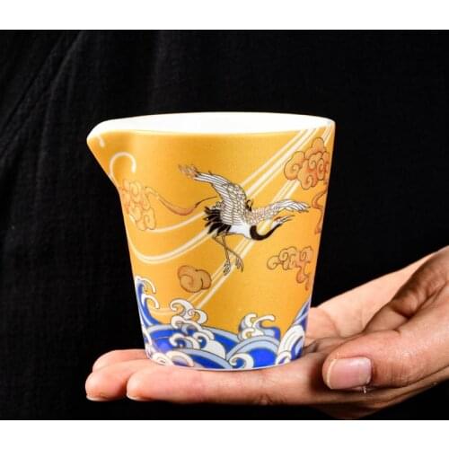 Auspicious Crane Fair Cup Ceramic Porcelain Tea Dispenser 200ml Tea Mug Chinese Kung Fu Tea Set Accessories Coffee Mugs Crafts