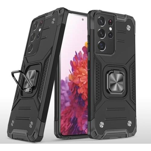 Shockproof Armor Ring Holder Case for Samsung Galaxy S21 Fe S20 Ultra Plus 5g Rugged 360 Rotating Stand Shell Hard Sturdy Cover