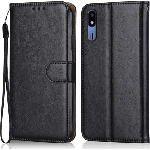 Folio Luxury Leather Case for On Samsung Galaxy A2 Core A260 A260F SM-A260F 5" Wallet Stand Flip Case Phone Bag with Strap