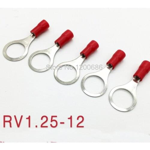 RV1-12 round O-type pre-insulated terminals Cold-pressing terminals RV1.25-12 nose-ear 12MM screws