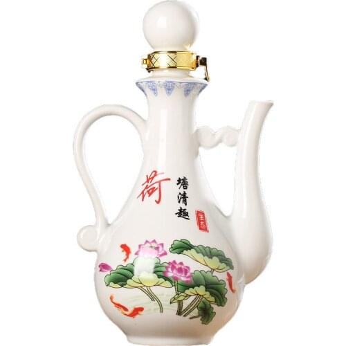 1 catty ceramic wine jug household Jingdezhen ceramic wine bottle Chinese wine utensils wine jug white wine glass