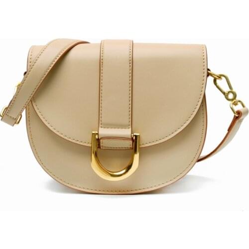 2021 New Horseshoe Buckle Semicircle Bag New Saddle Bag Retro Fashion Leather Shoulder Underarm Messenger Bag Female Women Bag