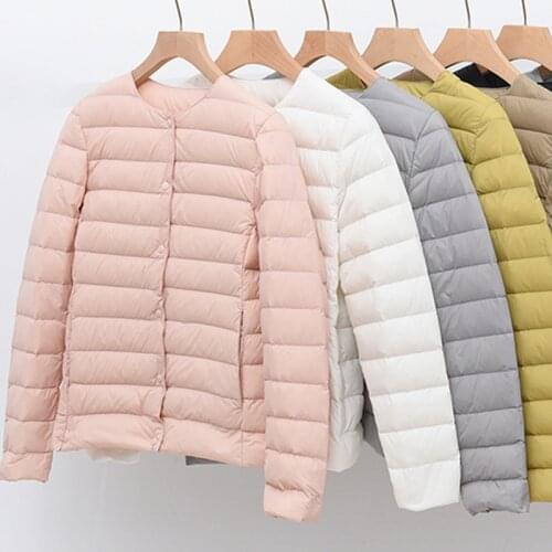 Lightweight Padded Jackets Womens Jackets Spring 2021 Collarless Ultralight Quilted Coat for Women Warm Winter Down Coats Light