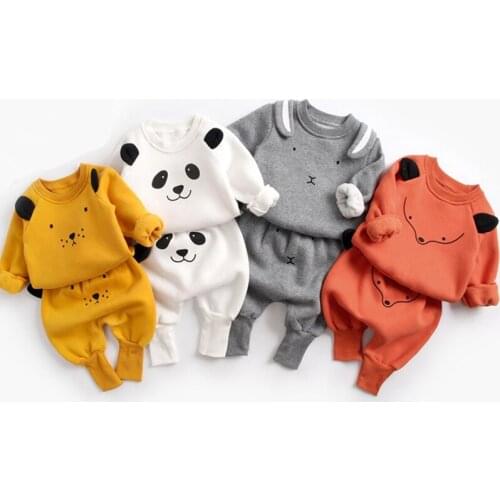 Spring Winter Hot Sale Baby Boys Animal Hoodie Trousers Outfit Sweatshirt Tops+ Pants Outfits 2pcs Set Toddler Kids Girl Clothes