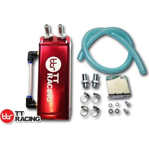 TTOT2RE - JDM Alloy Black 1L Oil Catch Tank Can with 9mm & 15mm Fitting Honda RED