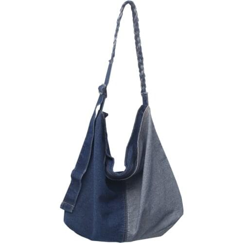 Large Capacity Denim Shoulder Bag for Women Fashion Patchwork Hobos 2021 New Casual Packages Light Strong Leisure Travel Bags