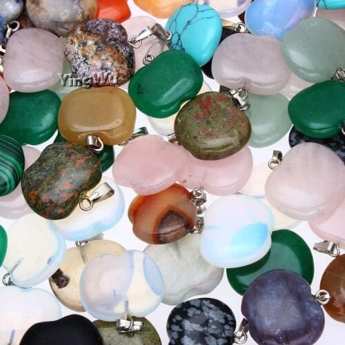 Yingwu 20x20mm Natural Stone Pendant Apple Shaped Beads Accessories for Handmade Women Men Necklace Charm Jewelry 20pcs