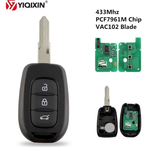 YIQIXIN 3 Button Remote Car Key 433Mhz PCF7961M Chip For Renault Sandero Dacia Logan Lodgy Dokker Duster Key With VAC102 Blade
