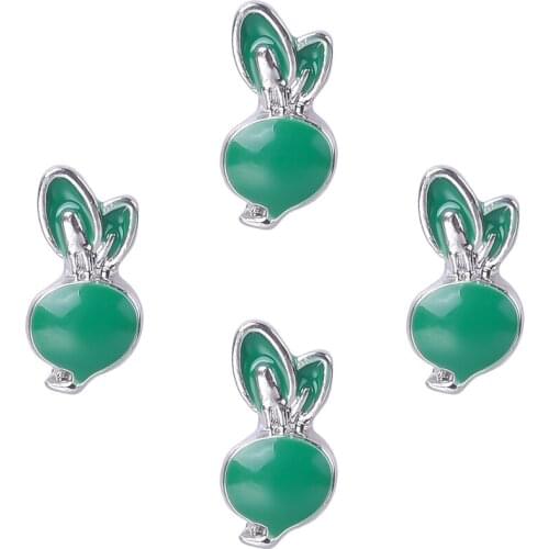 20Pcs/Lot F127 Green Rdish FLoating Charms Making Vegetables Pendant Living Glass Locket Jewelry