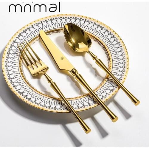 Mirror Gold Forks Spoons Knives Tableware Steel Cutlery Set Stainless Steel Silverware Set Gold Chopstick Spoon Knife Fork Sets