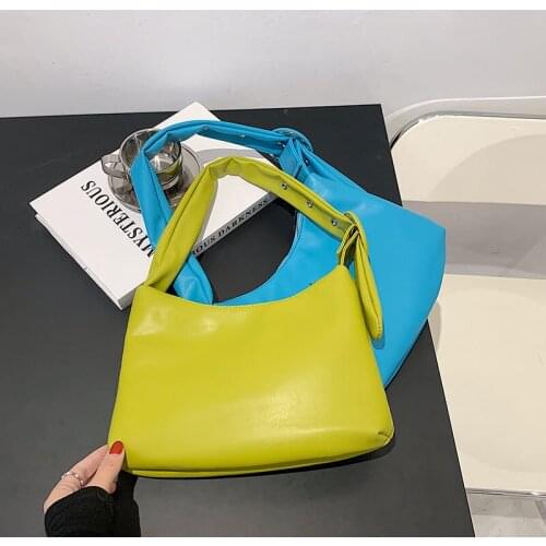 Branded Womens Underarm Bags PU Leather Shoulder Bag for Women 2021 Summer Handbags and Purses Lady Travel Totes