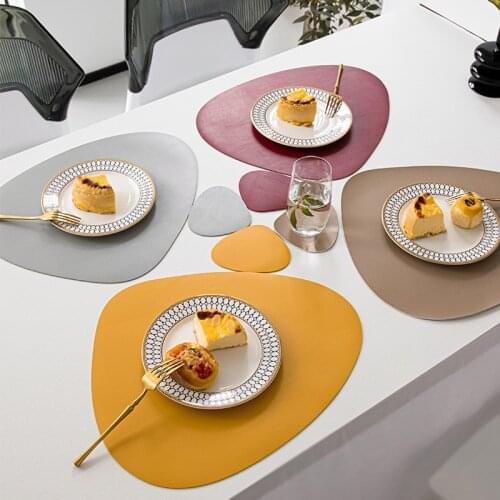 1PC PVC Leather Table Placemat Oil Water Resistant Heat Insulation Tableware Pad Non-Slip Tablemat Coaster Pads Cup Mat