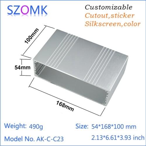 1 piece, 54*168*100mm szomk hot selling extruded aluminum housing box aluminum project box electronics aluminum junction boxes