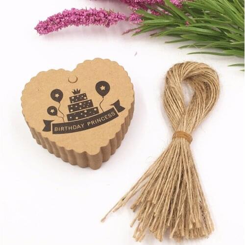 100pcs/lot Kraft Paper Tags+strings Love Heart Gift Tags Gift Decorations Accessories birthday Party Favors Event Supplies tags