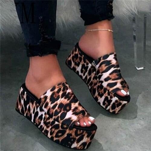 2021 Sandals Women Wedges Shoes Pumps High Heels Sandals Flip Flop Leopard Chaussures Femme Platform Sandals Sandalia Feminina