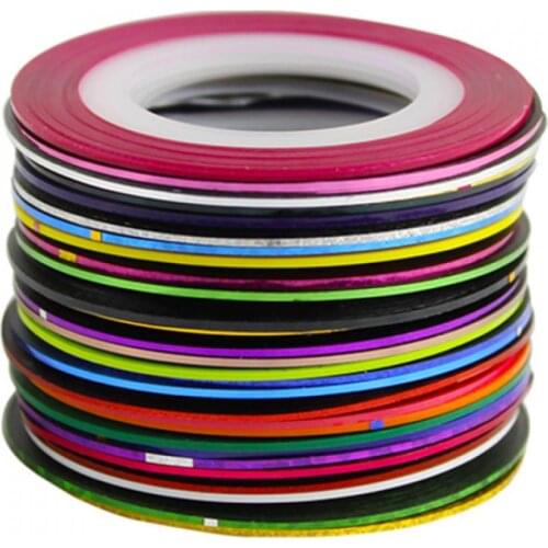 30 Roll Striping Tape Line French Nail Art Tips Decoration Sticker Self-adhesive Mixed Color Nail Art Stripe Sticker