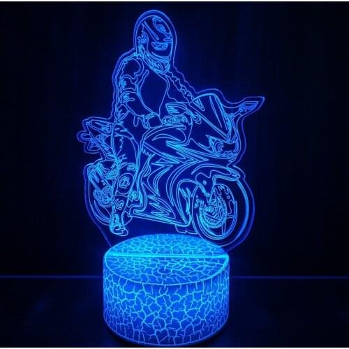 Motorcycle Series 3d Colorful Night Light Remote Control 16 Color Creative Led Gift Light Christmas Decorations Kids Lamp