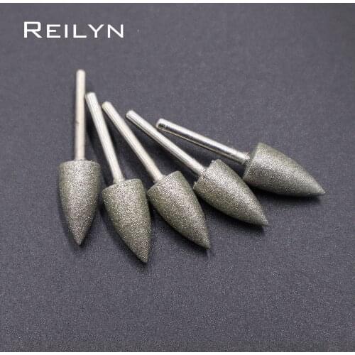 5pc 150# 2.35mmx8mmx34mm short shank pet manicure polishing bits Emery grinding point nail polisher grinding bits
