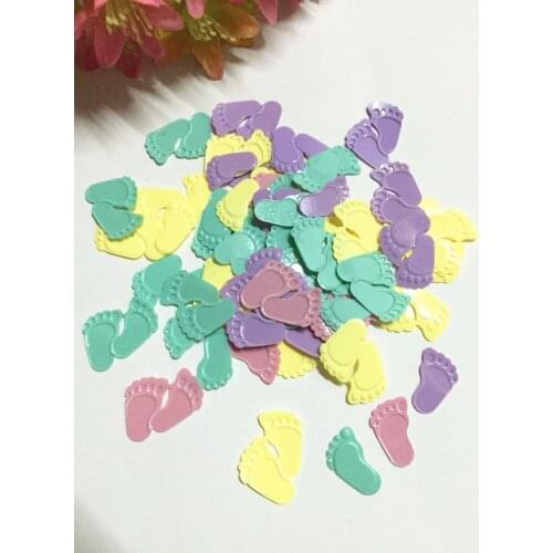 500pcs/lot 15mm Foot Sequins PVC Flat Paillette Sequins Decoration Baby Feet Mix Colors