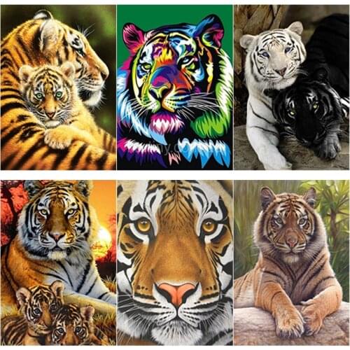 New 5D DIY Diamond Painting Tiger Diamond Embroidery Animal Cross Stitch Full Square Round Drill Crafts Art Home Decor Gift