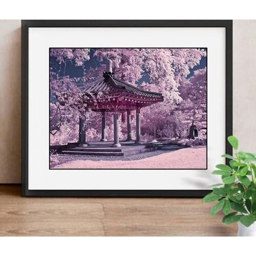 Diamond Embroidery Landscape Flower Full Drill Square Home Decoration Pavilion Picture Of Rhinestone Home Decor