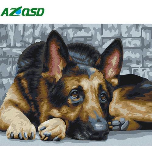 AZQSD Oil Painting By Numbers Dog Diy Paint By Numbers Animal Gift Home Decor Art Kits Drawing Canvas 50x40cm Unframed