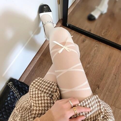 Bandage bowknot silk stockings Japan JK Cosplay Tights Costumes Accessories Lolita Loli Socks Women Girl