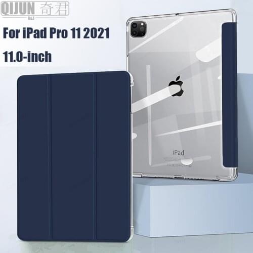 Tablet case for Apple ipad pro 11 2021 Leather Smart Sleep wake Trifold Stand Solid cove capa funda bag for A2377 A2301 A2459
