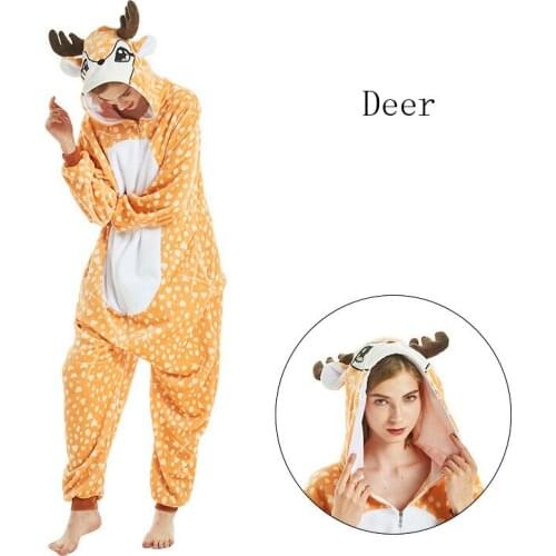 Children Onesies Pajamas Winter Deer Stitch Onesies Boys Girl Pajamas Set Cartoon Animal Pyjamas Onesies Kids Flannel Sleepwear