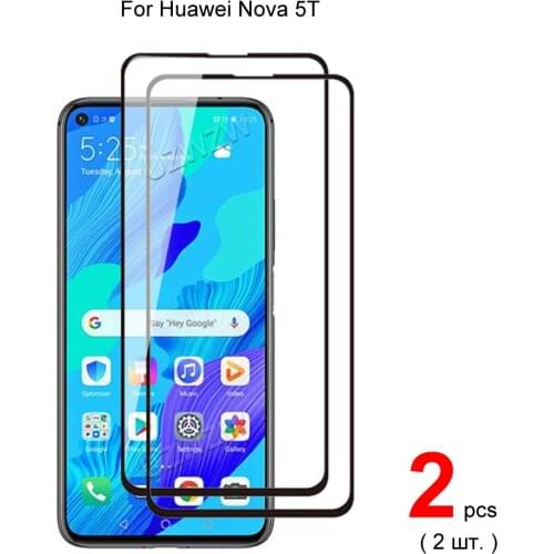 2pcs Glasses For Huawei nova 5T Full Cover Tempered Glass Screen Protector Protective Glass Guard