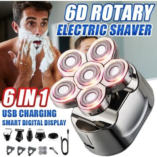 6 Blades Digital Display Rechargeable Electric Shaver Hair Beard Trimmer Men Electric Razor Wet Dry Facial Body Shaving Machine