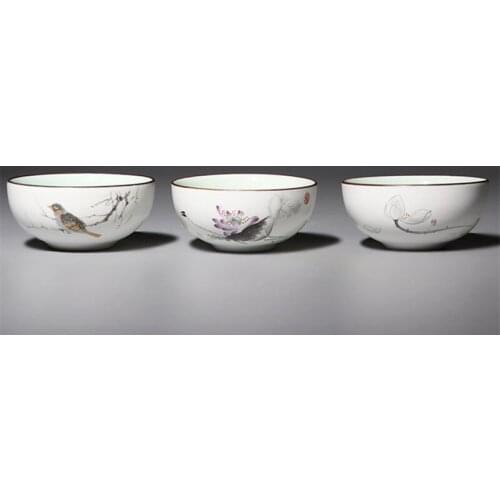 Matte White Tasting Tea Cup Chinese Ceramic Tea Set Handpainted Samll Tea Bowl Porcelain Tea Cup Set