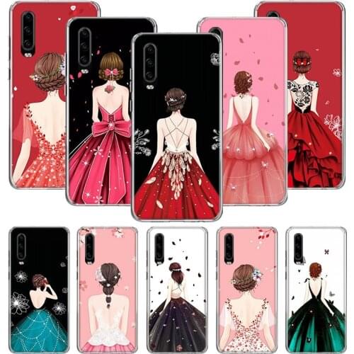 Beautiful Wedding Dress Girl Case for Huawei P20 P30 P40 P Smart Z + P10 Mate 30 10 20 Lite Pro Silicone Shell Phone Coque Cover