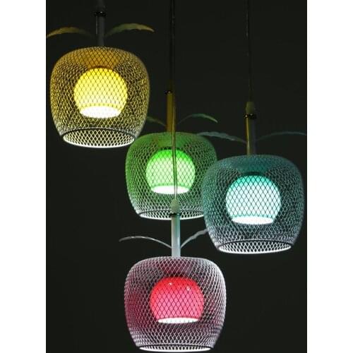 Creative Chandelier Fashion Pendant Color Apple Iron Glass 4 White LED Restaurant Restaurant Lighting Illuminated ZA623 ZL174 YM
